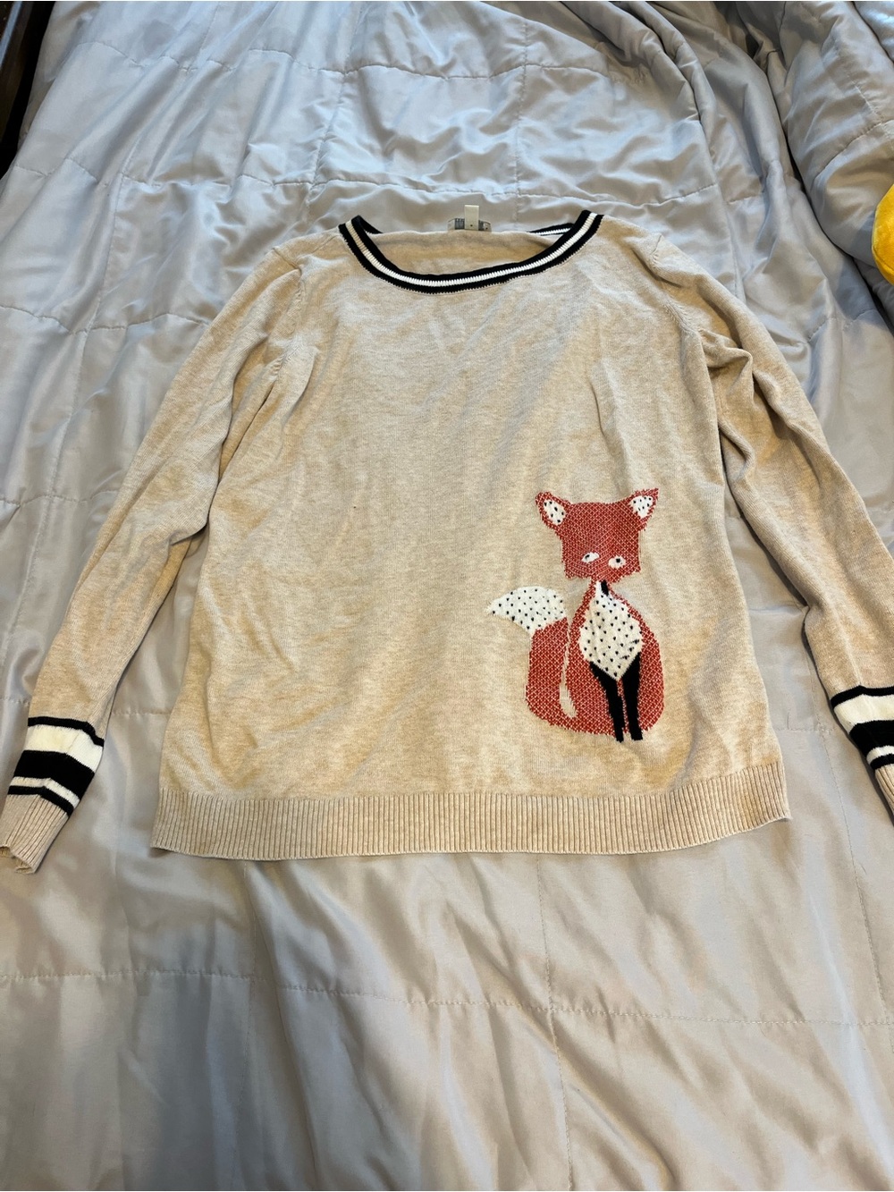 Talbots Beige Crewneck Sweater with Rustic fox detail - Picture 2 of 7